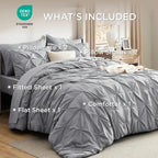 Multi Color Pintuck Comforter Set, Cloud-Like Ultra Soft Breathable All Season Luxury Bedroom Bedding 4/7 Pieces