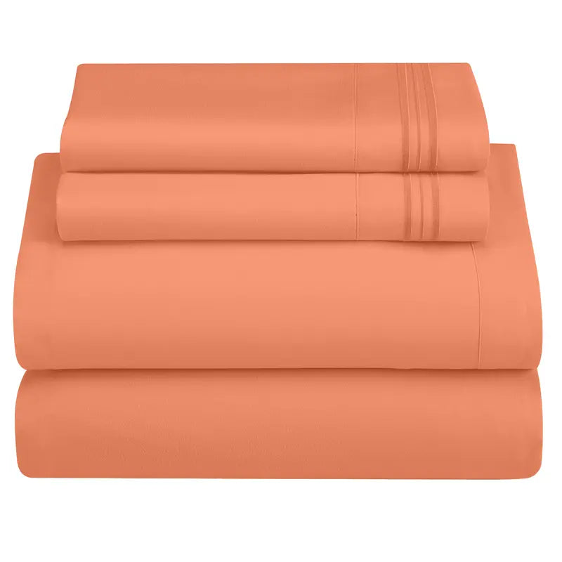 ☁️ 4‑Piece Plain Bed Sheet Set, 16" Deep Pocket, Oeko‑TEX Certified Ultra‑Soft Hotel Bedding, Embroidered Pillowcases, Moisture‑Wicking Easy‑Care