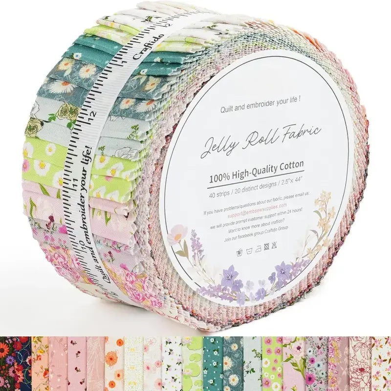 ✨19 Options 100% Cotton Jelly Roll Fabric | 40 Precut Strips 2.5"x44" Assorted Bundles for Quilting, Sewing, DIY Home Decor & Halloween Projects