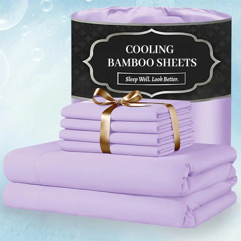 ❄️ 6‑Pieces Bamboo Cooling Extra Deep Pocket Sheet Set for Hot Sleepers