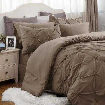 Multi Color Pintuck Comforter Set, Cloud-Like Ultra Soft Breathable All Season Luxury Bedroom Bedding 4/7 Pieces