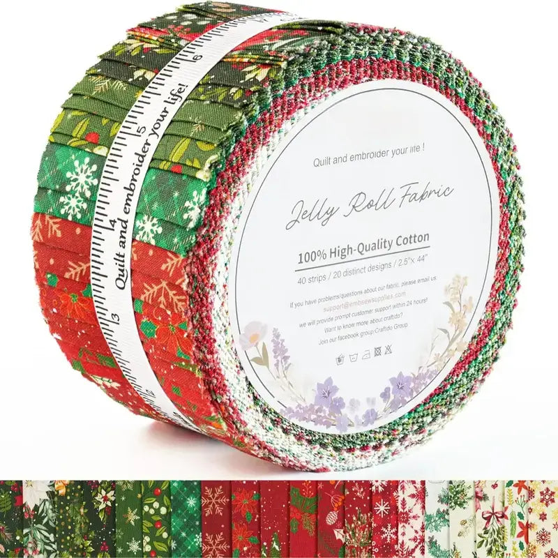 ✨19 Options 100% Cotton Jelly Roll Fabric | 40 Precut Strips 2.5"x44" Assorted Bundles for Quilting, Sewing, DIY Home Decor & Halloween Projects