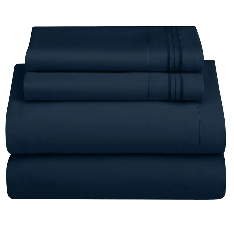 ☁️ 4‑Piece Plain Bed Sheet Set, 16" Deep Pocket, Oeko‑TEX Certified Ultra‑Soft Hotel Bedding, Embroidered Pillowcases, Moisture‑Wicking Easy‑Care