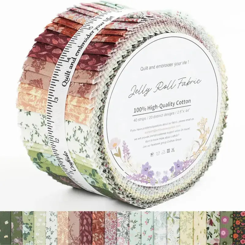 ✨19 Options 100% Cotton Jelly Roll Fabric | 40 Precut Strips 2.5"x44" Assorted Bundles for Quilting, Sewing, DIY Home Decor & Halloween Projects