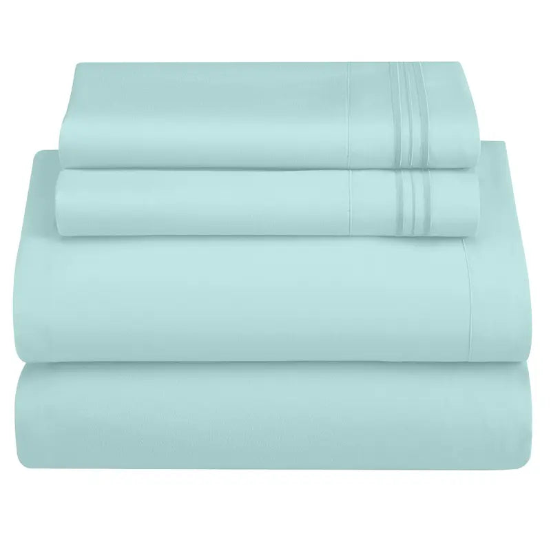☁️ 4‑Piece Plain Bed Sheet Set, 16" Deep Pocket, Oeko‑TEX Certified Ultra‑Soft Hotel Bedding, Embroidered Pillowcases, Moisture‑Wicking Easy‑Care