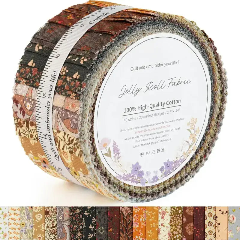 ✨19 Options 100% Cotton Jelly Roll Fabric | 40 Precut Strips 2.5"x44" Assorted Bundles for Quilting, Sewing, DIY Home Decor & Halloween Projects