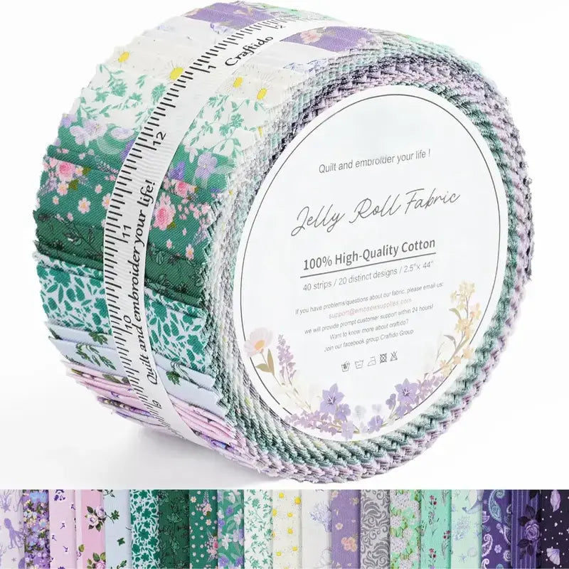 ✨19 Options 100% Cotton Jelly Roll Fabric | 40 Precut Strips 2.5"x44" Assorted Bundles for Quilting, Sewing, DIY Home Decor & Halloween Projects