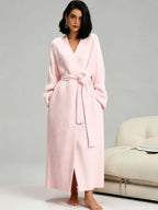 ☁️ Women’s Long Double‑Sided Fleece Robe, Warm Plush Winter Loungewear