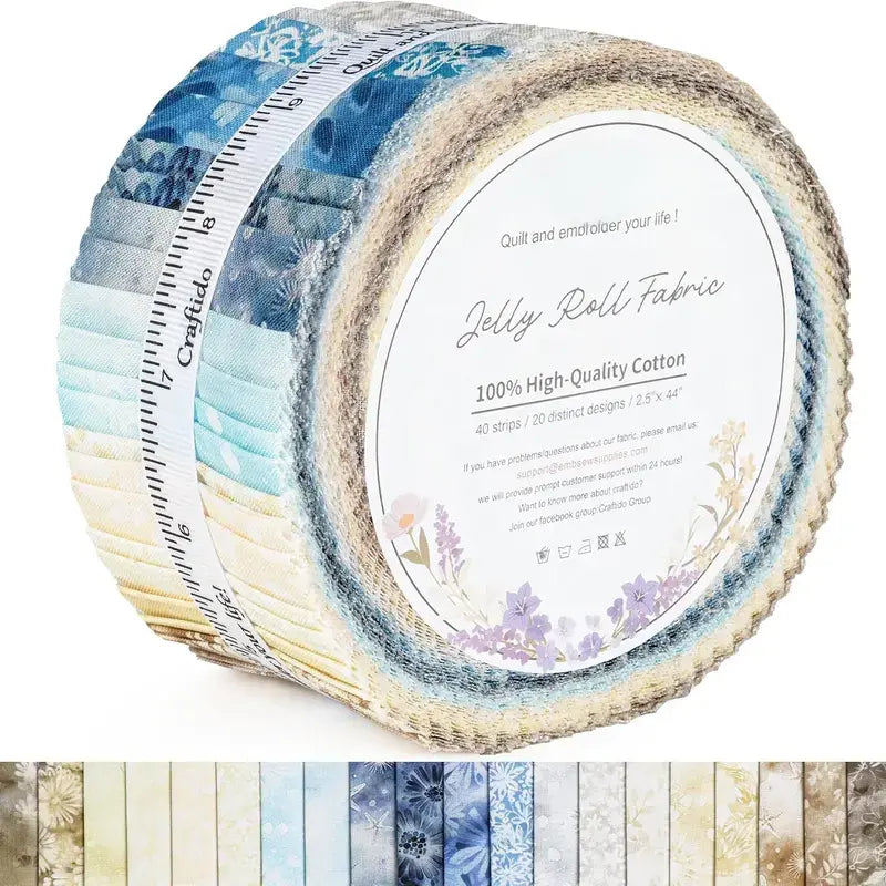 ✨19 Options 100% Cotton Jelly Roll Fabric | 40 Precut Strips 2.5"x44" Assorted Bundles for Quilting, Sewing, DIY Home Decor & Halloween Projects