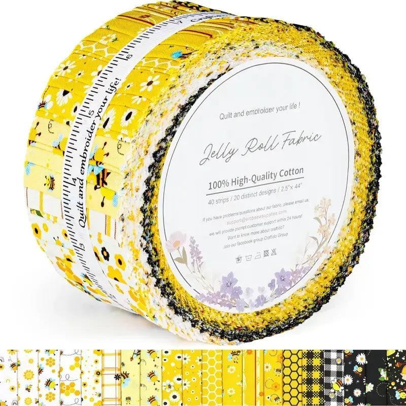 ✨19 Options 100% Cotton Jelly Roll Fabric | 40 Precut Strips 2.5"x44" Assorted Bundles for Quilting, Sewing, DIY Home Decor & Halloween Projects