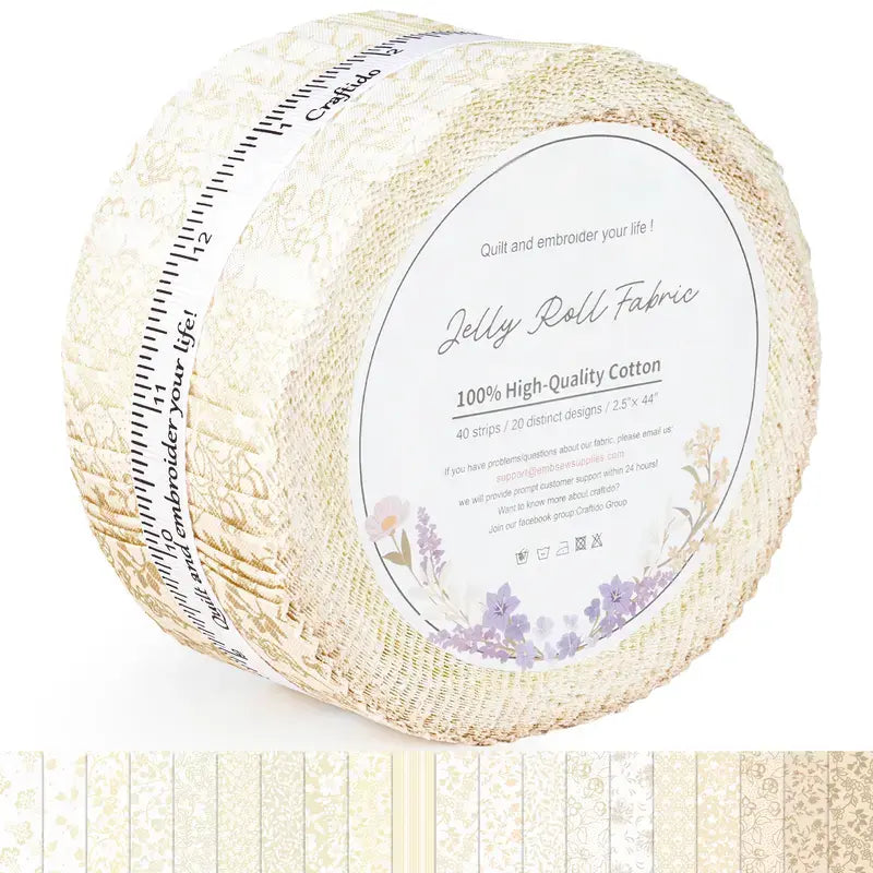 ✨19 Options 100% Cotton Jelly Roll Fabric | 40 Precut Strips 2.5"x44" Assorted Bundles for Quilting, Sewing, DIY Home Decor & Halloween Projects