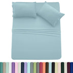 ☁️ 4‑Piece Plain Bed Sheet Set, 16" Deep Pocket, Oeko‑TEX Certified Ultra‑Soft Hotel Bedding, Embroidered Pillowcases, Moisture‑Wicking Easy‑Care