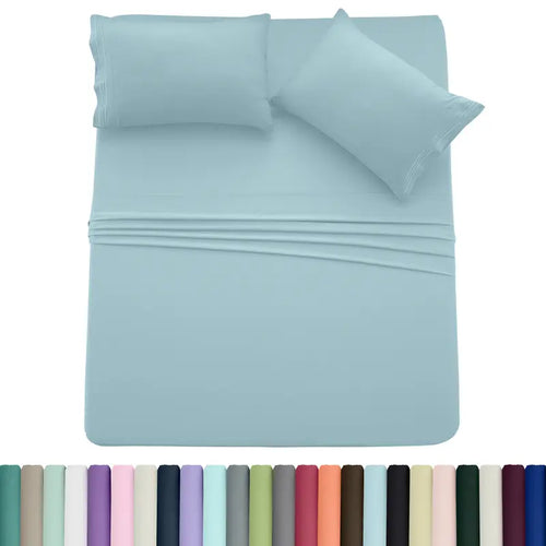 ☁️ 4‑Piece Plain Bed Sheet Set, 16" Deep Pocket, Oeko‑TEX Certified Ultra‑Soft Hotel Bedding, Embroidered Pillowcases, Moisture‑Wicking Easy‑Care
