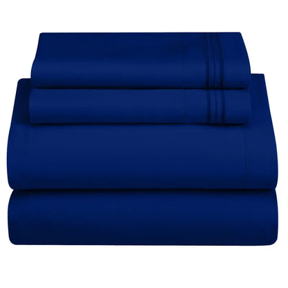 ☁️ 4‑Piece Plain Bed Sheet Set, 16" Deep Pocket, Oeko‑TEX Certified Ultra‑Soft Hotel Bedding, Embroidered Pillowcases, Moisture‑Wicking Easy‑Care