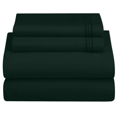 ☁️ 4‑Piece Plain Bed Sheet Set, 16" Deep Pocket, Oeko‑TEX Certified Ultra‑Soft Hotel Bedding, Embroidered Pillowcases, Moisture‑Wicking Easy‑Care