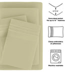 ☁️ 4‑Piece Plain Bed Sheet Set, 16" Deep Pocket, Oeko‑TEX Certified Ultra‑Soft Hotel Bedding, Embroidered Pillowcases, Moisture‑Wicking Easy‑Care