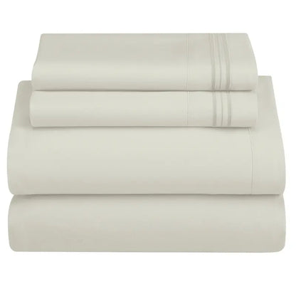 ☁️ 4‑Piece Plain Bed Sheet Set, 16" Deep Pocket, Oeko‑TEX Certified Ultra‑Soft Hotel Bedding, Embroidered Pillowcases, Moisture‑Wicking Easy‑Care