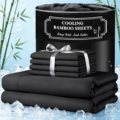 ❄️ 6‑Pieces Bamboo Cooling Extra Deep Pocket Sheet Set for Hot Sleepers