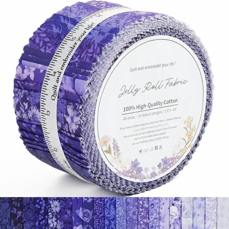 ✨19 Options 100% Cotton Jelly Roll Fabric | 40 Precut Strips 2.5"x44" Assorted Bundles for Quilting, Sewing, DIY Home Decor & Halloween Projects