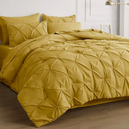 Multi Color Pintuck Comforter Set, Cloud-Like Ultra Soft Breathable All Season Luxury Bedroom Bedding 4/7 Pieces