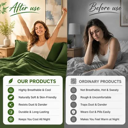 🌿 4/6 PCS Bamboo Cooling Sheet Set, Extra Deep Pocket, Ultra‑Soft Wrinkle‑Free Luxury Bedding for Adults & Kids