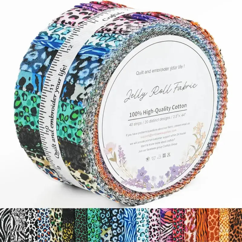 ✨19 Options 100% Cotton Jelly Roll Fabric | 40 Precut Strips 2.5"x44" Assorted Bundles for Quilting, Sewing, DIY Home Decor & Halloween Projects
