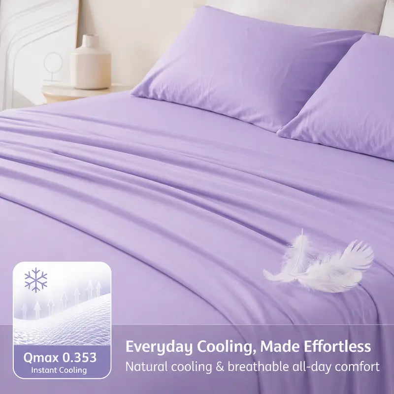 ❄️ 6‑Pieces Bamboo Cooling Extra Deep Pocket Sheet Set for Hot Sleepers