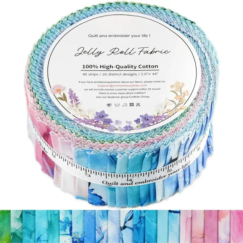 ✨19 Options 100% Cotton Jelly Roll Fabric | 40 Precut Strips 2.5"x44" Assorted Bundles for Quilting, Sewing, DIY Home Decor & Halloween Projects