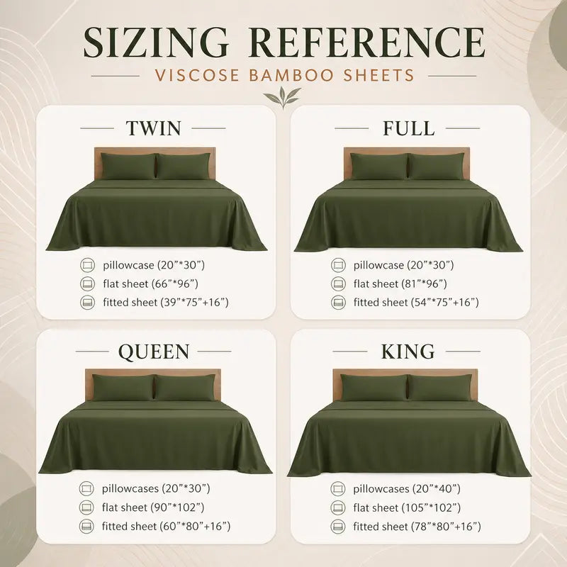 🌿 4/6 PCS Bamboo Cooling Sheet Set, Extra Deep Pocket, Ultra‑Soft Wrinkle‑Free Luxury Bedding for Adults & Kids
