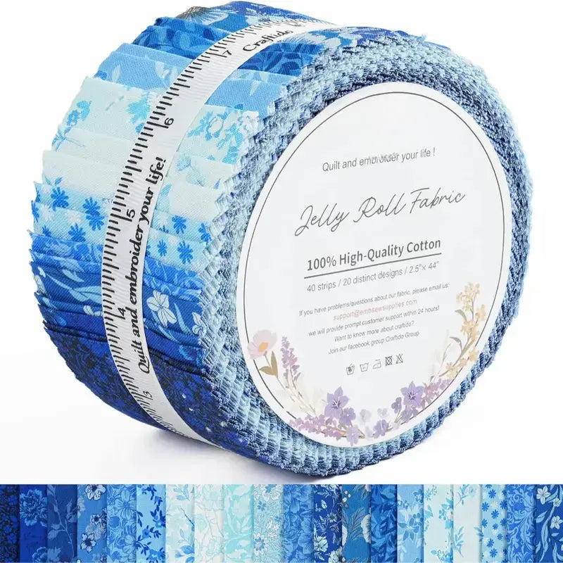 ✨19 Options 100% Cotton Jelly Roll Fabric | 40 Precut Strips 2.5"x44" Assorted Bundles for Quilting, Sewing, DIY Home Decor & Halloween Projects