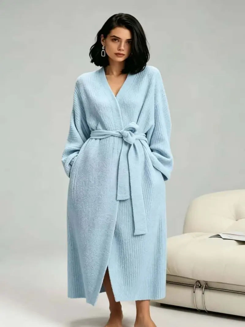 ☁️ Women’s Long Double‑Sided Fleece Robe, Warm Plush Winter Loungewear
