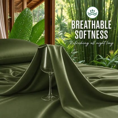 🌿 4/6 PCS Bamboo Cooling Sheet Set, Extra Deep Pocket, Ultra‑Soft Wrinkle‑Free Luxury Bedding for Adults & Kids