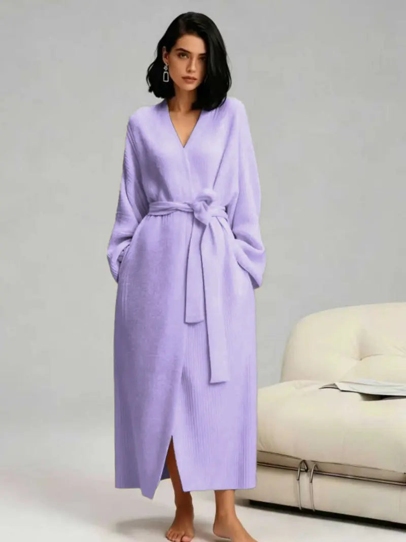☁️ Women’s Long Double‑Sided Fleece Robe, Warm Plush Winter Loungewear