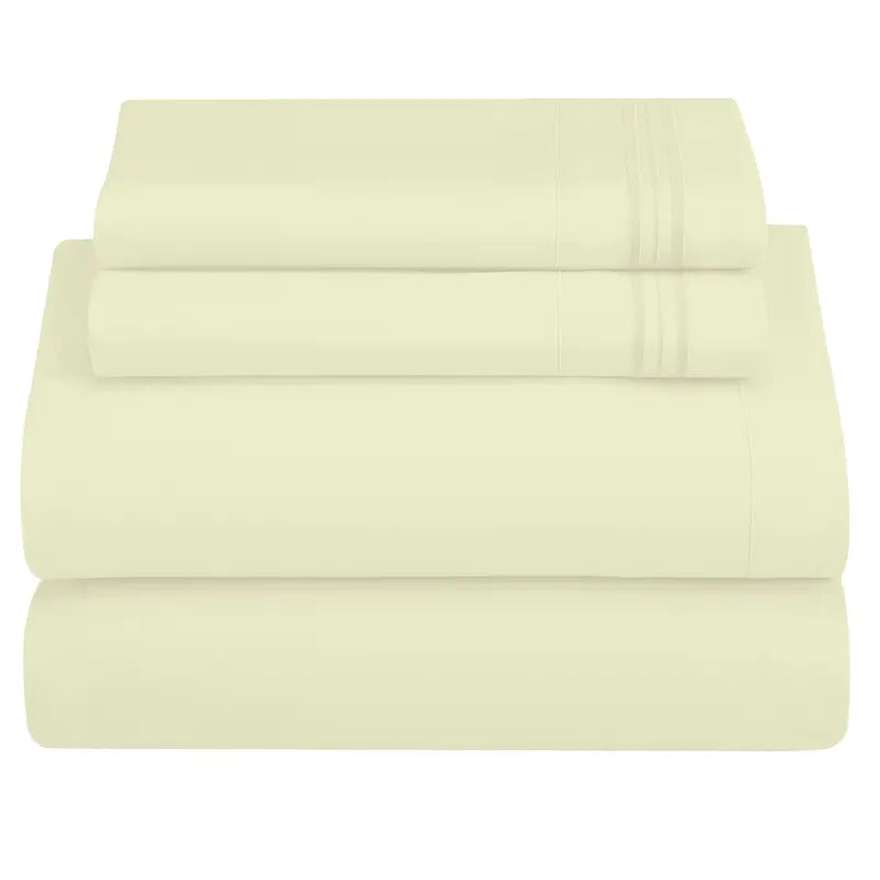 ☁️ 4‑Piece Plain Bed Sheet Set, 16" Deep Pocket, Oeko‑TEX Certified Ultra‑Soft Hotel Bedding, Embroidered Pillowcases, Moisture‑Wicking Easy‑Care