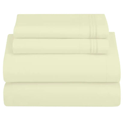 ☁️ 4‑Piece Plain Bed Sheet Set, 16" Deep Pocket, Oeko‑TEX Certified Ultra‑Soft Hotel Bedding, Embroidered Pillowcases, Moisture‑Wicking Easy‑Care