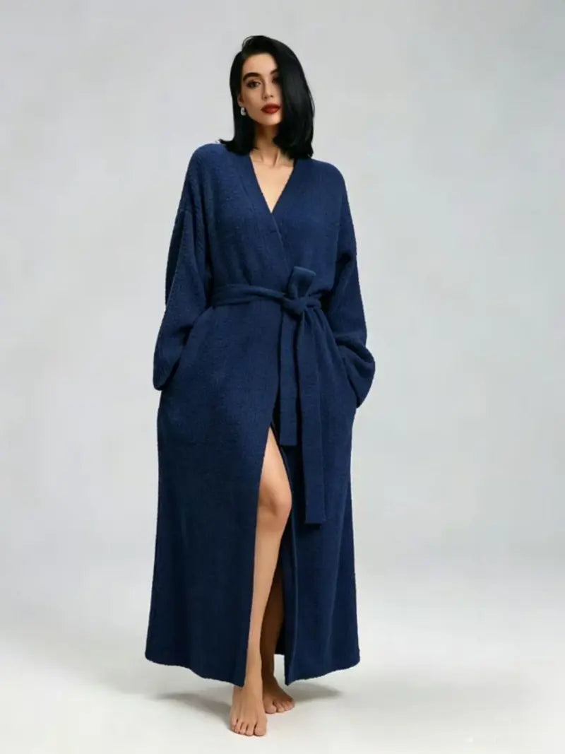 ☁️ Women’s Long Double‑Sided Fleece Robe, Warm Plush Winter Loungewear